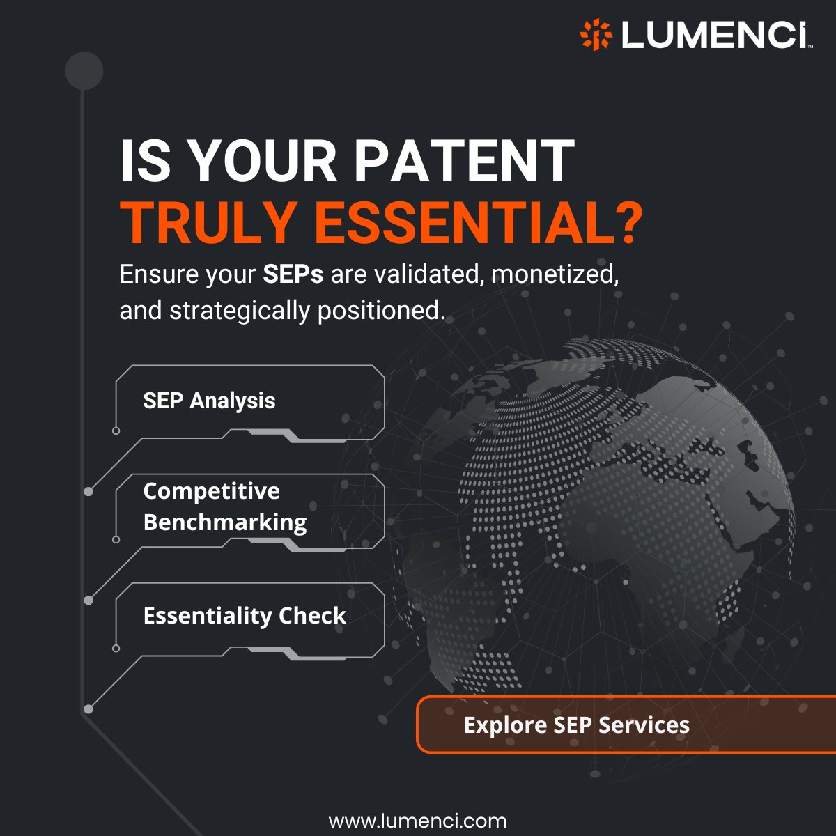 lumenci_inc's tweet image. Standard Essential Patents (SEPs) are the backbone of your innovation, but how do you ensure their true value?

#StandardEssentialPatents #Patents