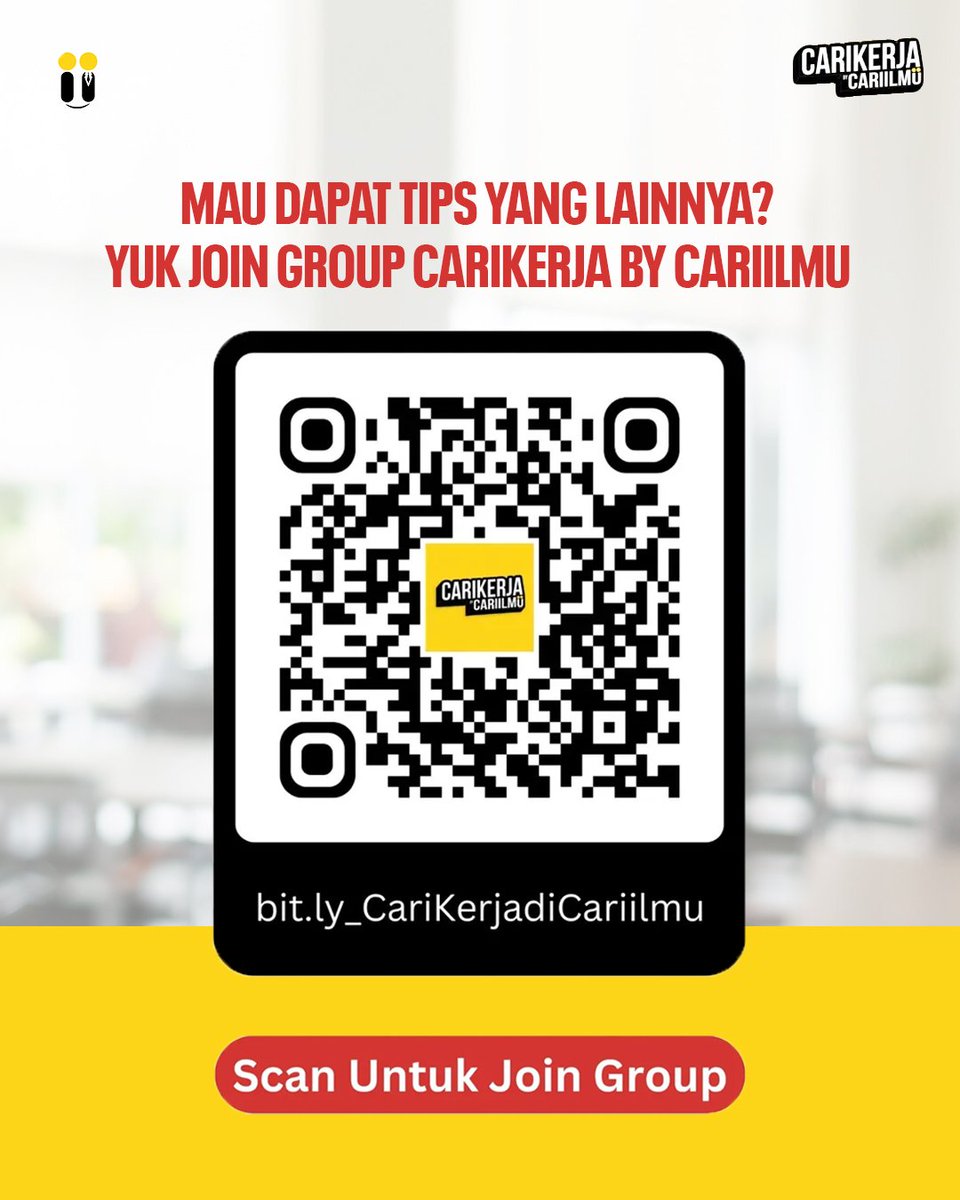 cariilmucoid_'s tweet image. ❌ Jangan Pakai Nama File Kayak Gini:
⚠️ &quot;CV FINAL.docx&quot;
⚠️ &quot;Curriculum Vitae Fix Fix.pdf&quot;

Psst… Mau tips karier lainnya &amp;amp; peluang kerja? Join Group Carikerja by Cariilmu!

#lamarankerja #carikerja  #tipscv #hrdapproved #interview #jobhunting #careertips #cariilmu #naiklevel