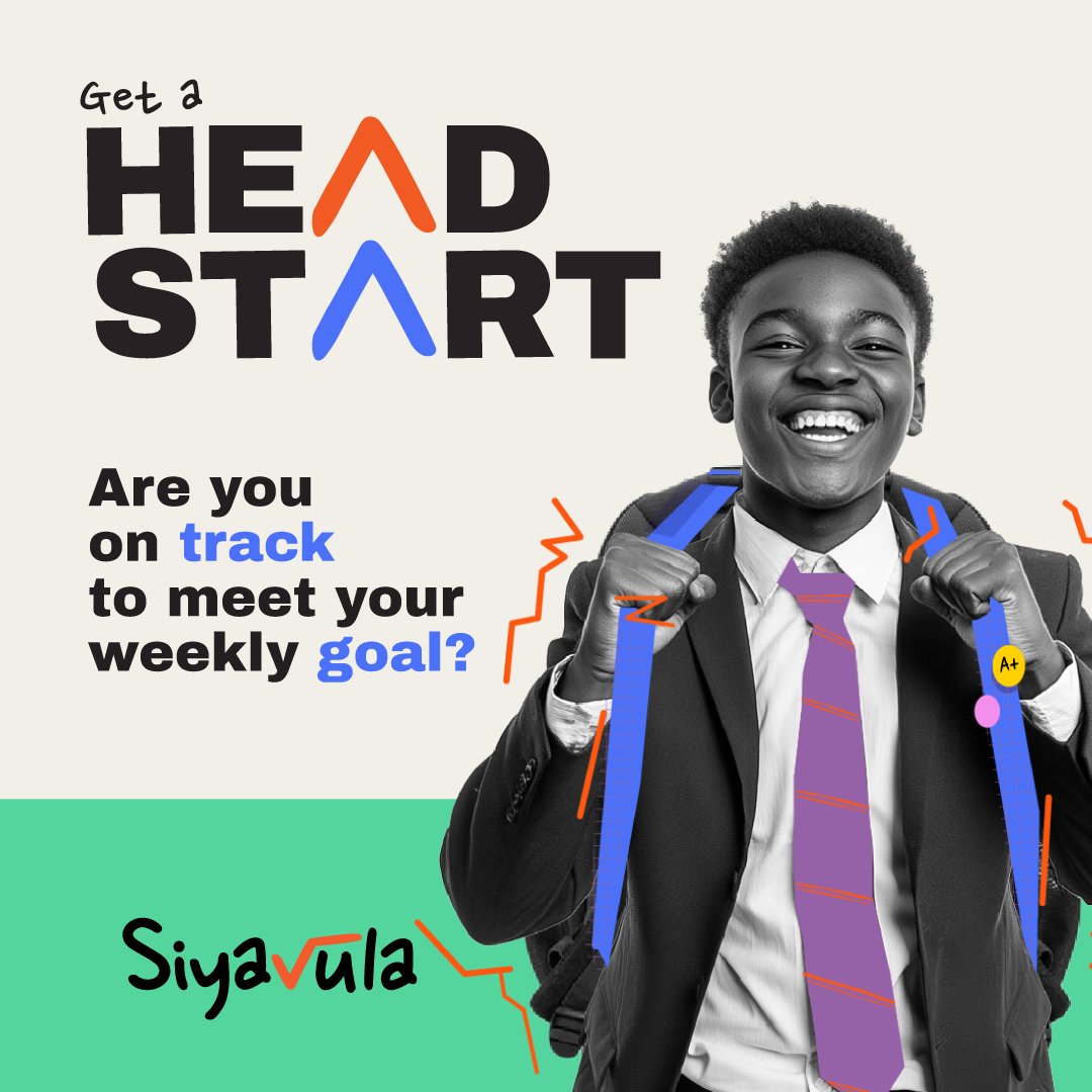Are you on track to reach your Weekly Practice Goal? 

You’ve got until Sunday evening to lock in and secure a spot in the draw to win! 💪
✅ Weekly prize -  R250 Checkers/Shoprite/Usave voucher 🌟
✅ Final Superstar draw – Win a Tablet! 
siyavula.com/headstart
#Siyavula #Win