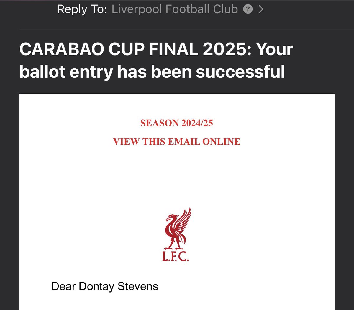 Is right, another ballot success. Back to WEMBLEY!! 🔴🏟️🏆