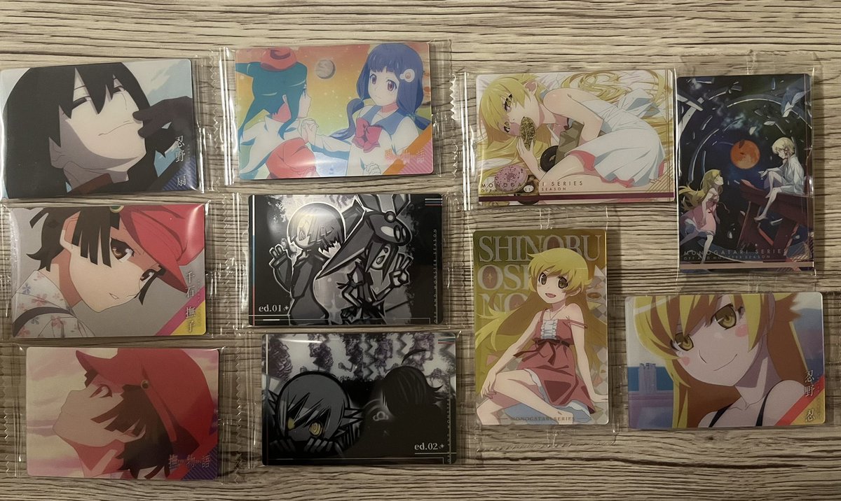 maaaaaroooooon's tweet photo. 東京出張土産に物語シリーズウエハースをいただきました✨
ハズレなしすぎる😭
あと心なしか忍ちゃんピックアップ笑 https://t.co/vFe9RwtTQs