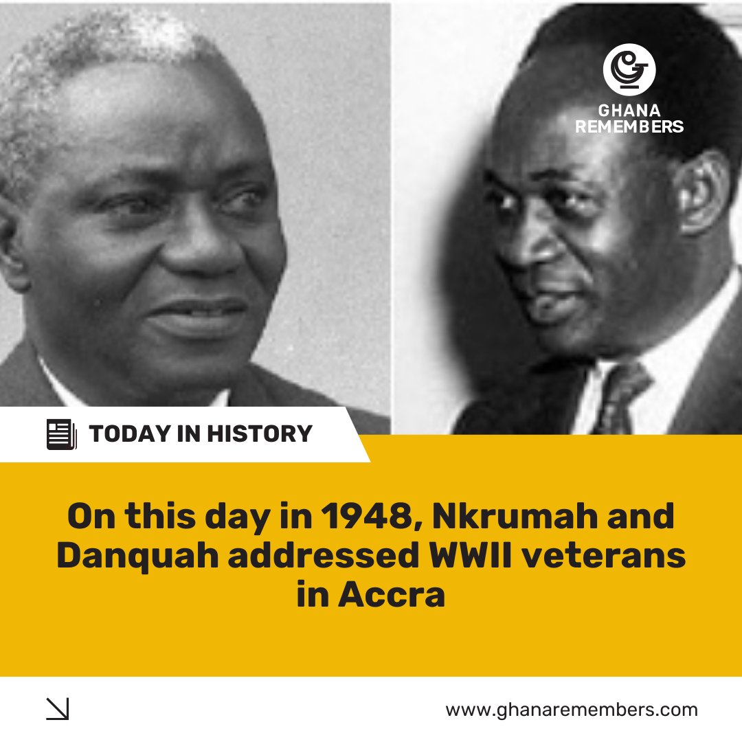 On this day in 1948, Kwame Nkrumah and J.B Danquah ignited hope in Gold Coast's forgotten WWII veterans, but destiny had a darker path in store. 

Eight days later, the streets ran red. 

Click to uncover the full narrative behind this historic address.

ghanaremembers.com/stories/histor…