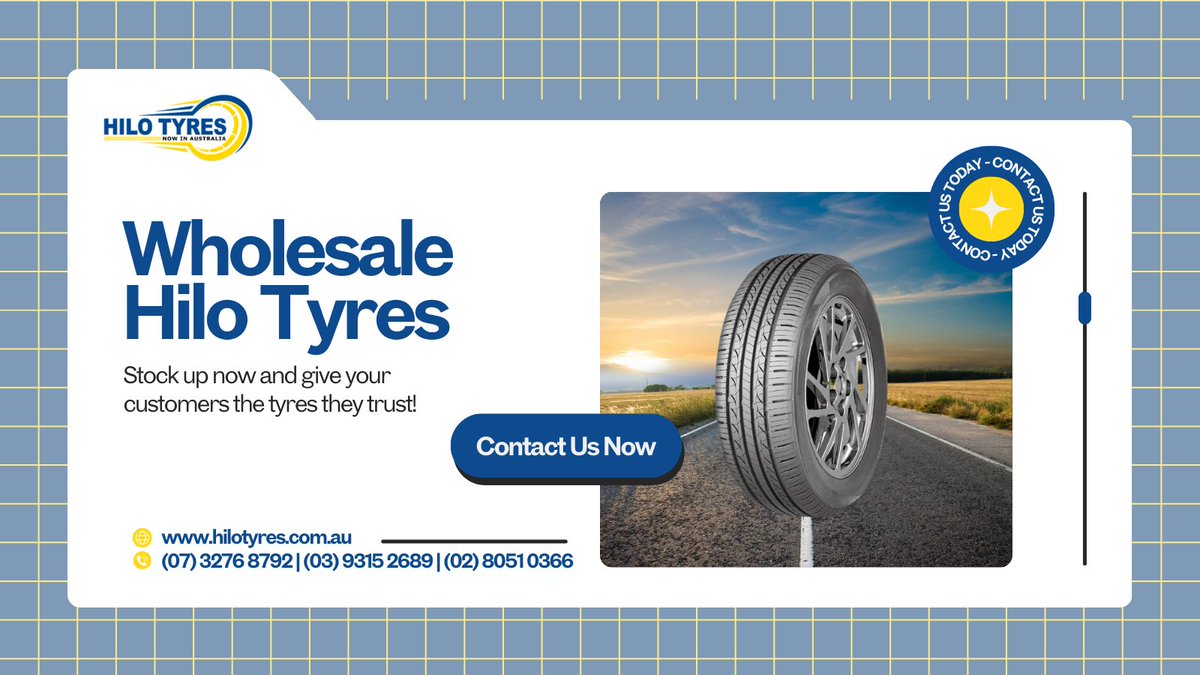 HiloTyres's tweet photo. Looking for premium #tyres at incredible #wholesale prices? Look no further than #HiloTyres! We bring you the best in quality and performance without the hefty price tag.
(07) 3276 8792 | (03) 9315 2689 | (02) 8051 0366
https://t.co/5rcoQcvLEf

#WholesaleTyres #RetailTyreStores https://t.co/8ATxm2zXrw