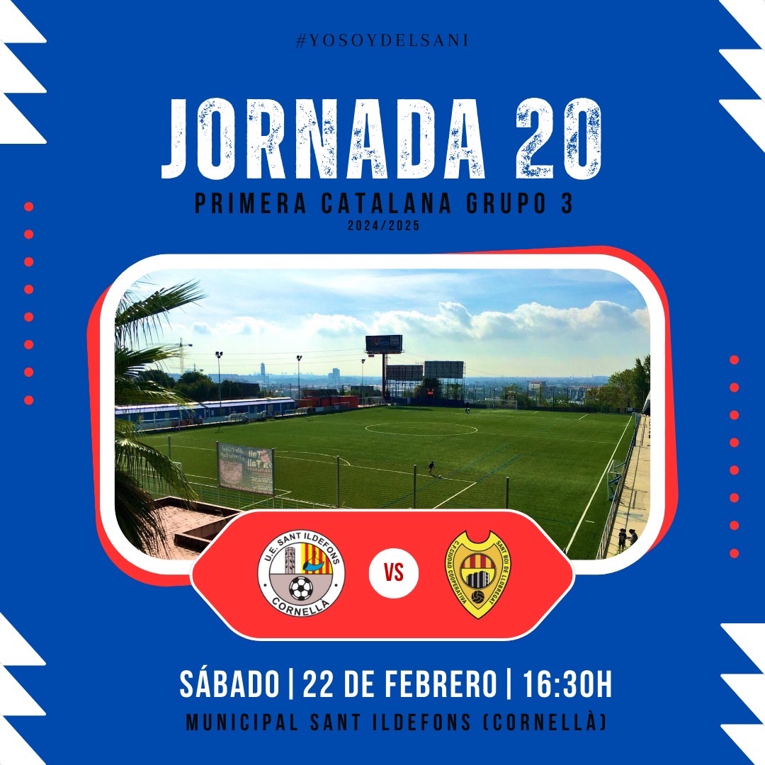 🔵 #PrimerEquipo 𝟮𝟬𝟮𝟰 • 𝟮𝟬𝟮𝟱

📌 𝐉𝐎𝐑𝐍𝐀𝐃𝐀 𝟐𝟎

🔜 Este sábado a las 16:30h, ¡A POR EL LÍDER! 💪🏻

🆚 <a href="/cfc_cooperativa/">CFciudadcooperativa</a>  
🏟 Municipal Sant Ildefons
💳 Socios: gratis con carné 24/25
🎟 Entrada: 5€

#1cat3 #YoSoyDelSani 💙