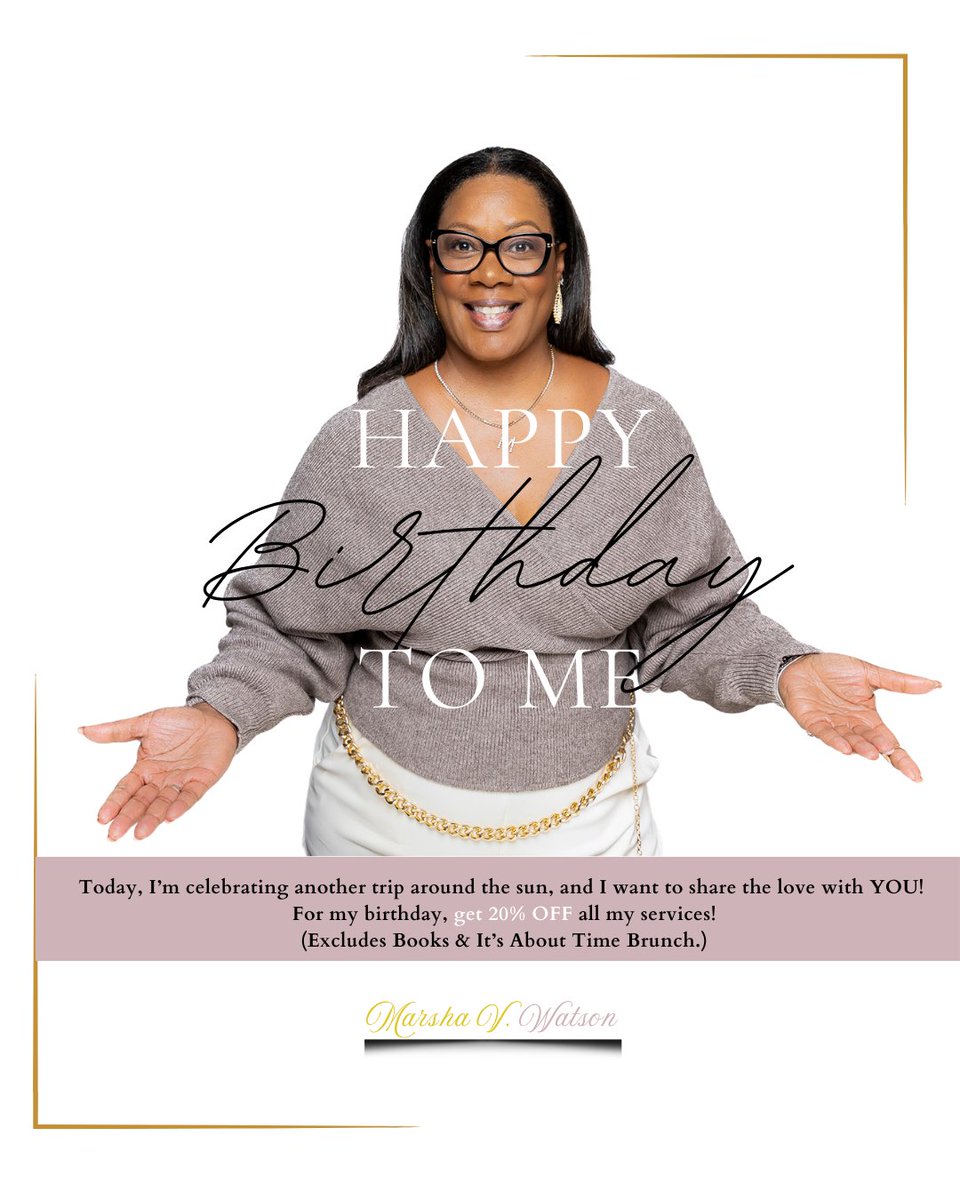 DivineExecutive's tweet photo. For my birthday, get 20% OFF all my services! (Excludes Books &amp; It’s About Time Brunch.)

⏳ SALE WINDOW: Feb 20 – TODAY ONLY!
💸 DISCOUNT CODE: BDAY20 (Use at checkout!)
🔗 SPECIAL LINK: 👉 https://t.co/mFZFPatVGu

#CelebrateWithMe #BirthdayDiscount #TimeManagementExpert https://t.co/DMKv8eGXF8