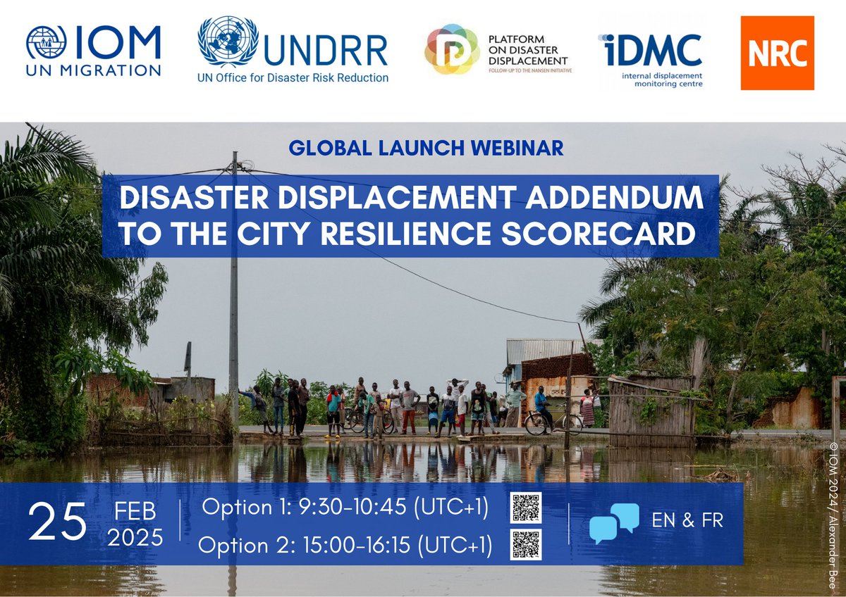 IOM Climate Action (@iom_mecc) on Twitter photo 🏙️#DisasterDisplacement is a growing challenge for cities. This new Addendum helps local gov.s integrate displacement into #DRR planning.
📢 Register now!
Session 1: bit.ly/3EHzZ5M
Session 2: bit.ly/4hKTclo
📩 Questions? Contact displacement_scorecard@iom.int 🏙️#DisasterDisplacement is a growing challenge for cities. This new Addendum helps local gov.s integrate displacement into #DRR planning.
📢 Register now!
Session 1: bit.ly/3EHzZ5M
Session 2: bit.ly/4hKTclo
📩 Questions? Contact displacement_scorecard@iom.int