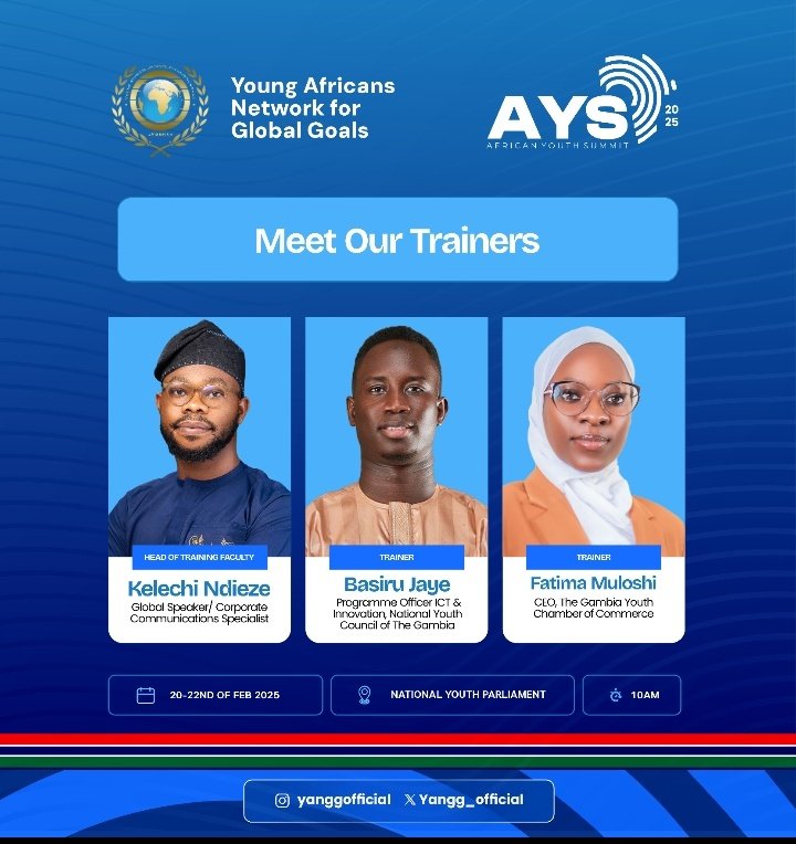 Njie_Baa's tweet photo. Meet our trainers: @basirubj, @FatimaMuloshi and @KelechiNdieze
#AYS2025
@YANGG_OFFICIAL
#YANGG🇬🇲 https://t.co/X3B6PpN0x1