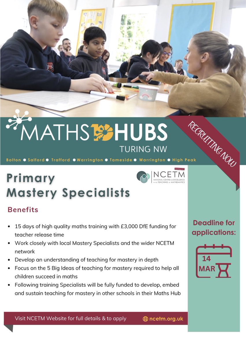 Take a look at the many benefits to joining our team! Head to our website for more information on how to apply, or go directly to <a href="/NCETM/">NCETM</a> | Remember, you have until 14th March ⏰