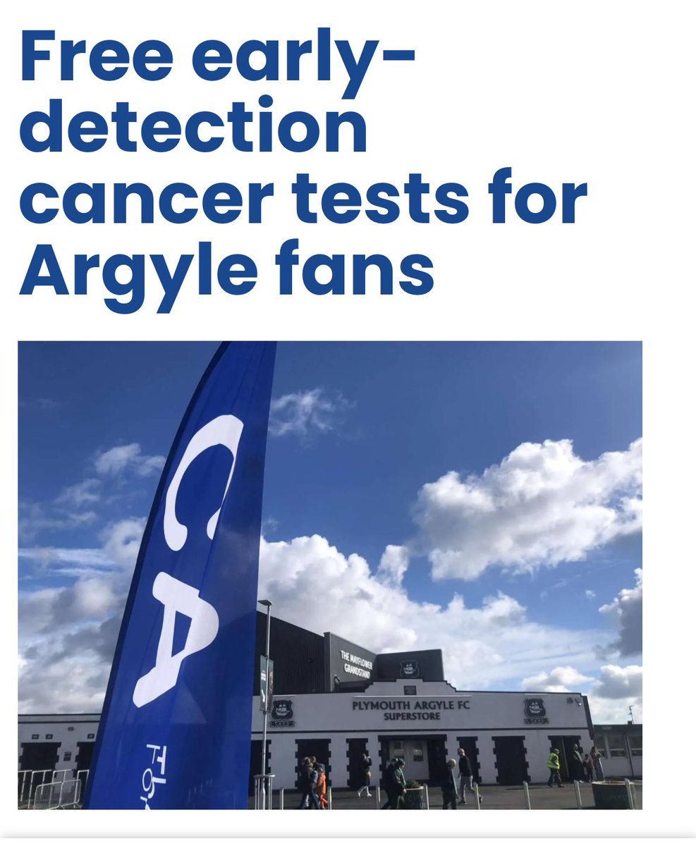 Wesley McGuinness (@wesleymcguinne1) on Twitter photo Free early-detection cancer tests for Argyle fans 💙💙💙 💚💚💚
March is Prostate Cancer Awareness month, and The Chestnut Appeal for Men’s Health has teamed up with Plymouth Argyle to help male fans to check their health.
<a href="/Chestnutappeal/">The Chestnut Appeal for Men’s Health</a> Free early-detection cancer tests for Argyle fans 💙💙💙 💚💚💚
March is Prostate Cancer Awareness month, and The Chestnut Appeal for Men’s Health has teamed up with Plymouth Argyle to help male fans to check their health.
<a href="/Chestnutappeal/">The Chestnut Appeal for Men’s Health</a>