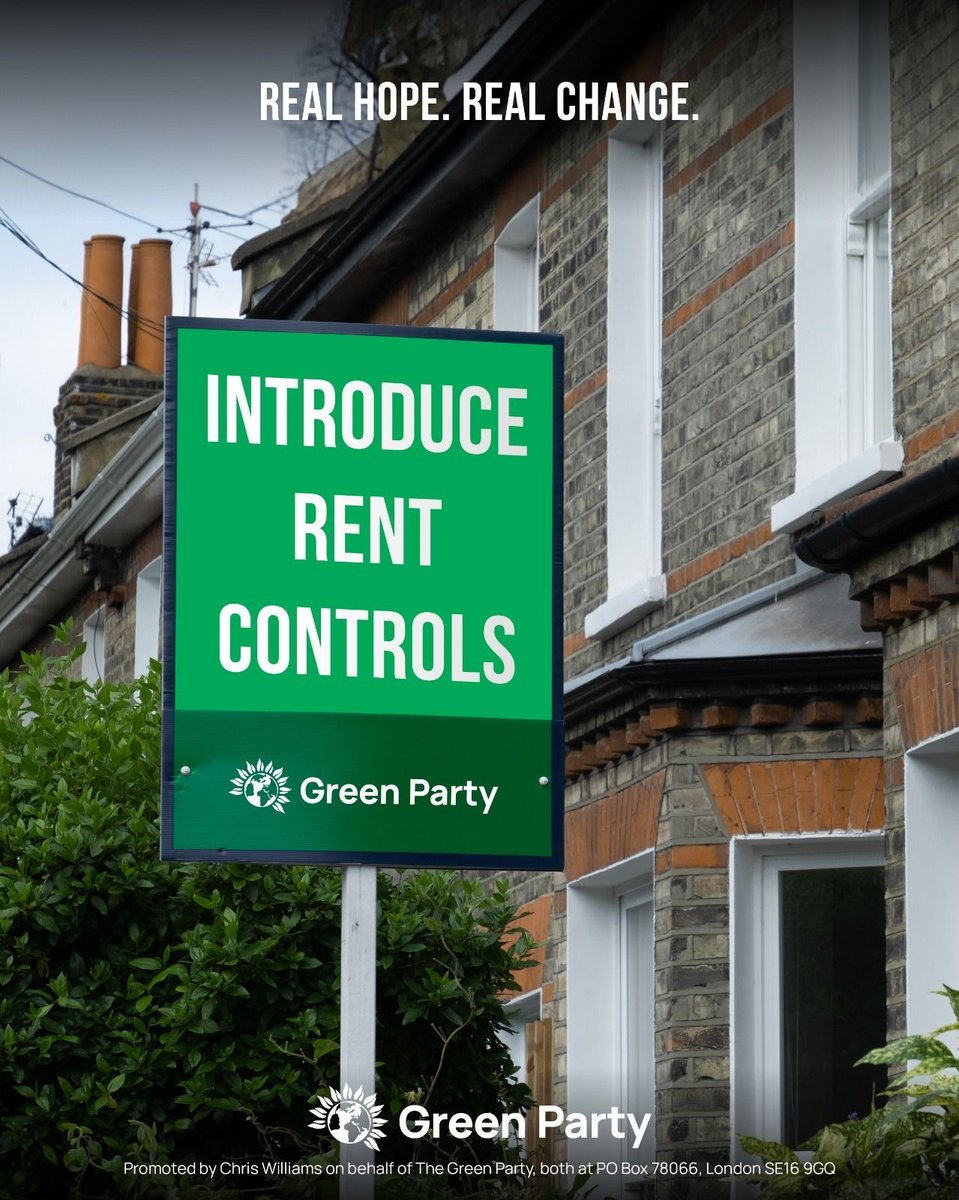 📈 Average UK private rents increased by 8.7% over the last 12 months.

🚨 The sector is out of control and contributing to widening inequality and homelessness.

💚 The Green Party would introduce rent controls to stop the exploitation of private renters by landlords.