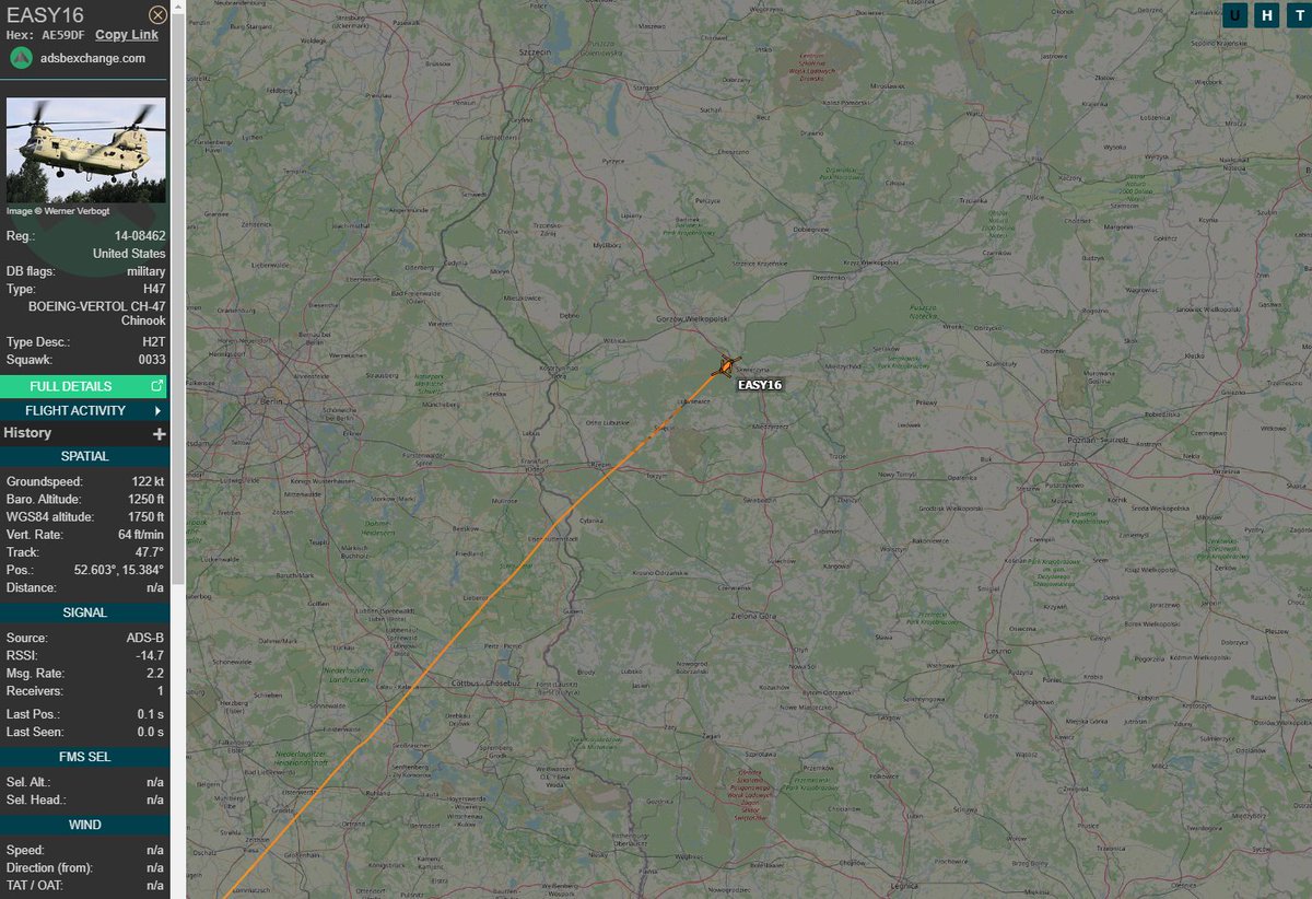 PolishMilRadar's tweet photo. ⌚️ 20.02 12:59LT
🇺🇸🚁 Kolejne śmigłowce #USArmy Boeing CH-47F #Chinook zmierzają z Niemiec do Bazy Lotniczej w Pruszczu Gdańskim #EPPR
🔗https://t.co/bbHRgw80EO
#POLMILRADAR https://t.co/2Q4HjTXRtG