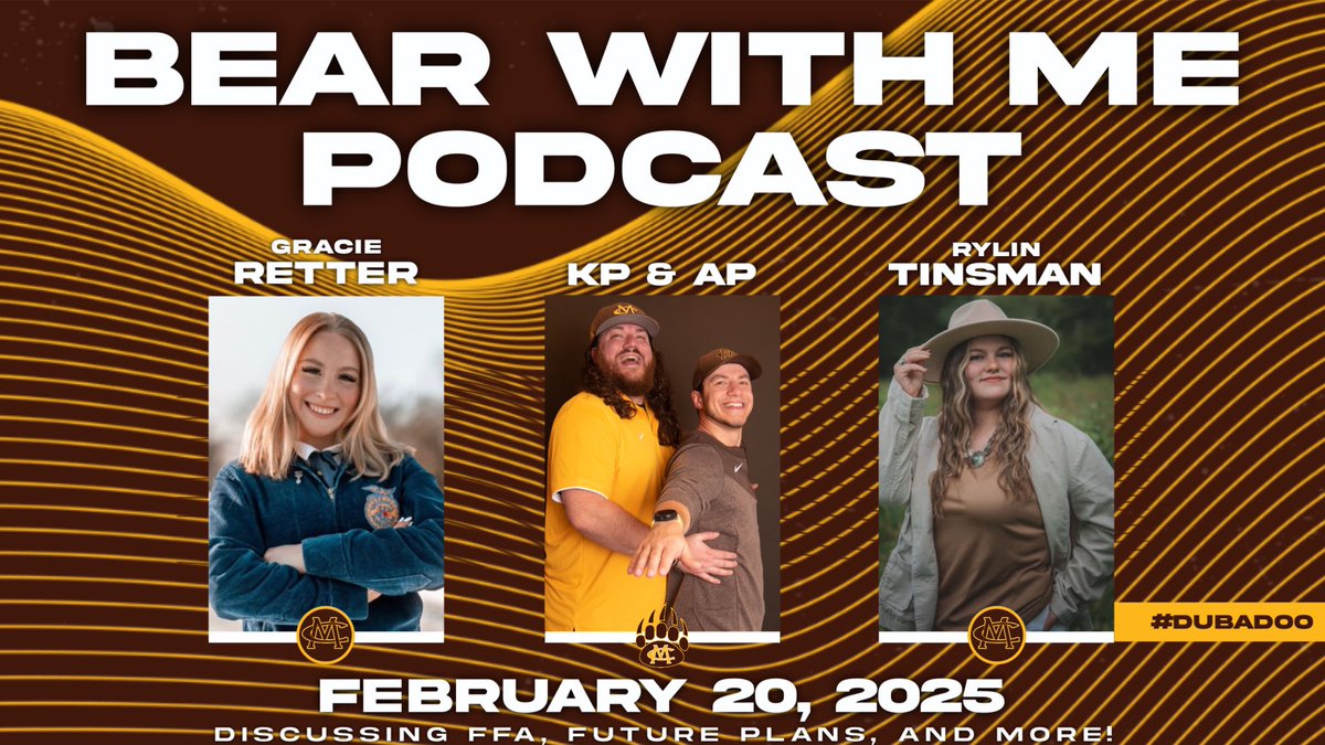 The Bear With Me Podcast with Gracie Retter and Rylin Tinsman is live! We discuss FFA, their future plans, and more!

Listen (Spotify):

open.spotify.com/episode/3oAYwK…

Listen (Apple Podcast):

podcasts.apple.com/us/podcast/bea…

YouTube Video:

youtu.be/xssc0-SYZHU?fe…

#GoBears🐻 #dubadoo