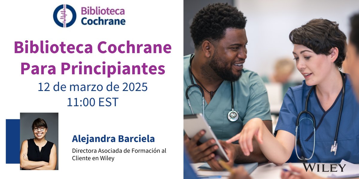 Wiley Clinical Health (@wileyhealth) on Twitter photo Did you know that the <a href="/CochraneLibrary/">The Cochrane Library</a> is available in Spanish? Get started with the #BibliotecaCochrane in our free live training session (delivered in Spanish)
📆 12 March
⏰ 11 EST
➡️Save a seat: ow.ly/Z0kY50V0j0V
<a href="/CochraneIberoam/">CochraneIberoamerica</a> #EvidenceBasedMedicine #Researcher Did you know that the <a href="/CochraneLibrary/">The Cochrane Library</a> is available in Spanish? Get started with the #BibliotecaCochrane in our free live training session (delivered in Spanish)
📆 12 March
⏰ 11 EST
➡️Save a seat: ow.ly/Z0kY50V0j0V
<a href="/CochraneIberoam/">CochraneIberoamerica</a> #EvidenceBasedMedicine #Researcher