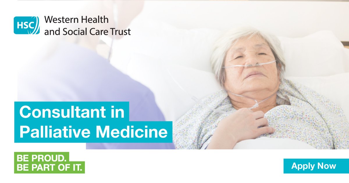 HSCworkforce (@hscworkforce) on Twitter photo The <a href="/WesternHSCTrust/">Western Trust</a> are seeking a Consultant in Palliative Medicine on a permanent, part-time basis.
Apply online today: hubs.ly/Q037v8TC0
#hscjobs #nhsjobs The <a href="/WesternHSCTrust/">Western Trust</a> are seeking a Consultant in Palliative Medicine on a permanent, part-time basis.
Apply online today: hubs.ly/Q037v8TC0
#hscjobs #nhsjobs