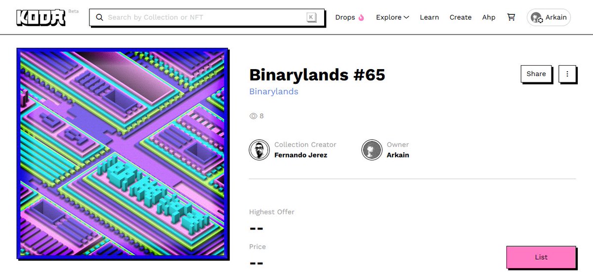 I truly believe in the power of generative art on the blockchain, and today, I’m honored to collect an incredible piece by <a href="/ferjerez3d/">Fernando Jerez</a> from the "Binarylands" collection on <a href="/KodaDot/">Koda.art</a>, on <a href="/Polkadot/">Polkadot</a> network!

Art on the blockchain isn’t just about digital ownership—it’s a step