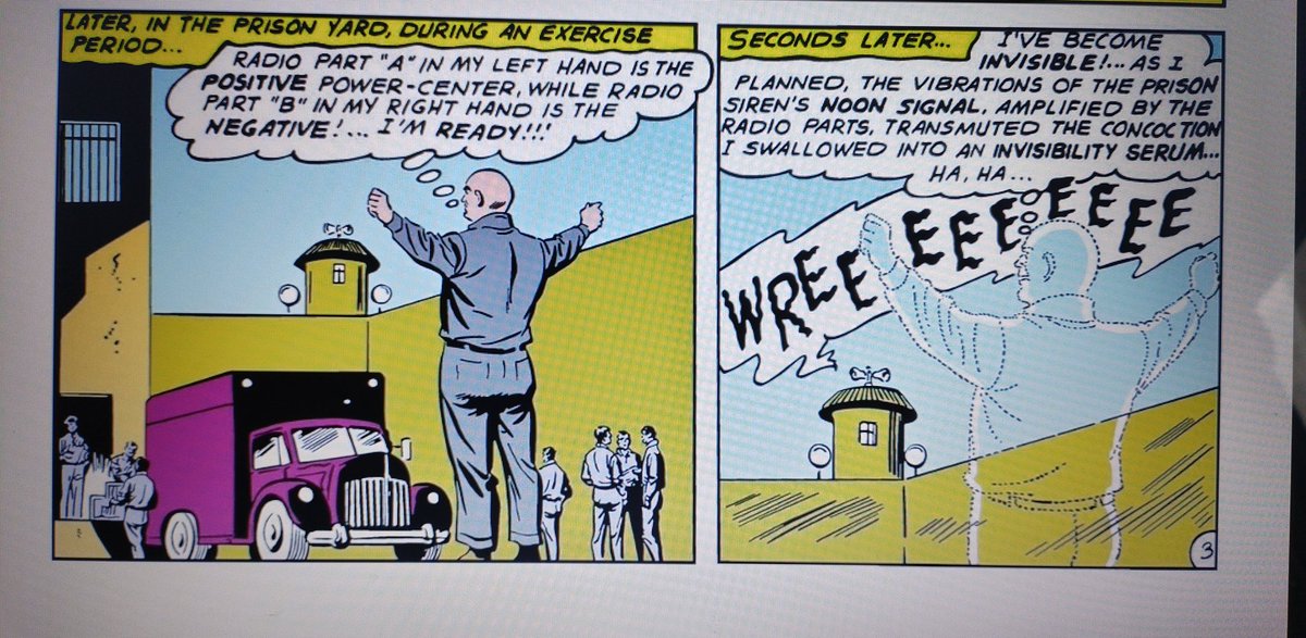 NightNomi's tweet photo. So... a combination of mouthwash and aspirin in orange juice plus two "radio parts" activated in front of vibrations from a radio transmitter allowed Lex Luthor to go invisible?! Comic science be wild. [Silver Age Supergirl Volume 2] #dccomics #Supergirl #LexLuthor https://t.co/oTwkkWbacq