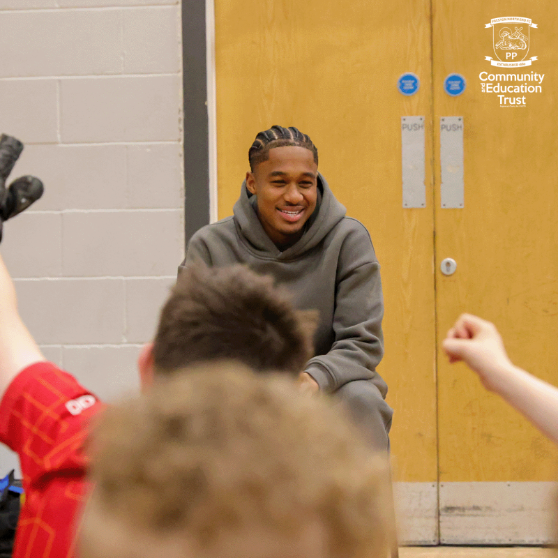 pnecommunity's tweet photo. A special morning at our Soccer School &amp; Activity Zone as first-team player Jayden Meghoma paid a visit! ⚽️✨

Jayden spent time engaging with the children, watching some football and answered their questions about his career and time on loan at North End. 🙌

#PNECET | #pnefc https://t.co/69B0hNZ3KO