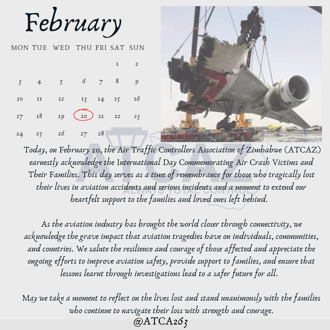 Today we commemorate the International Day for Air Crash Victims and Their Families by paying tribute to those who lost their lives ,deepest condolences to their families who show remarkable strength and resilience . May we continue to work towards safer skies.
#aircrashvictims