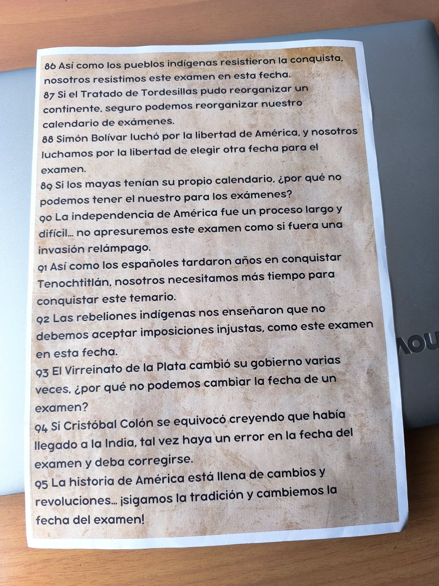 Mis alumnos de 2ºESO me han pedido cambiar la fecha de un examen con "95 tesis, porfaa profe", basándose en las 95 tesis de Martín Lutero. 

Después de este alarde de originalidad, no he podido negarme 😂