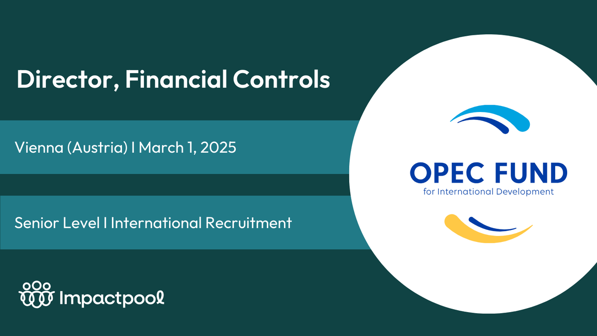 OPEC Fund seeks a Director to its Financial Controls Unit. 

As the Director you will be responsible for managing and executing the work plan of the financial controls unit in accordance with the institutional strategy and framework.

Learn more here: bit.ly/41oBqyM