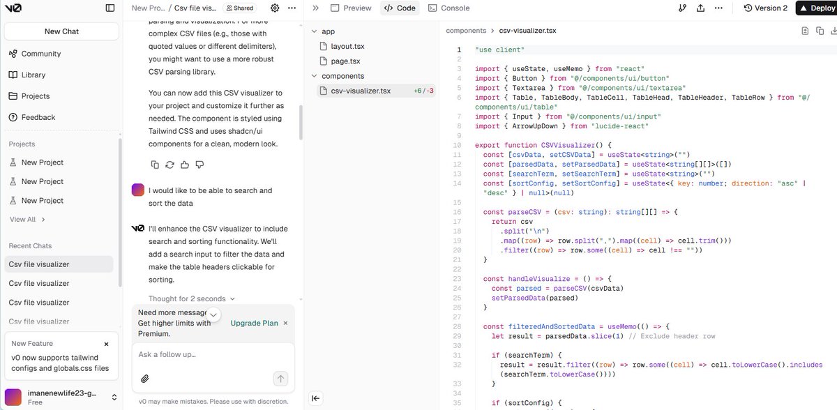 Task 7: Generative UI ,using #v0 by Vercel 
#alxafrica #ArtificialIntelligence #Alx_AI_Starter_Kit