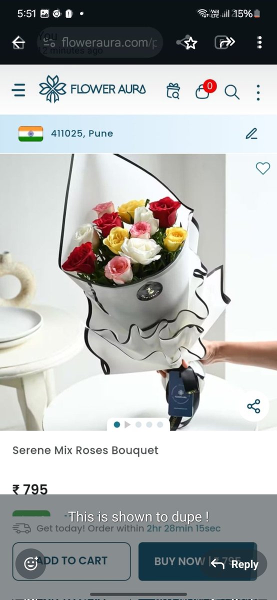 shimonakTOI's tweet image. I ordered flowers for b'day gift . The image shown didn't match with the one delivered. The agents says they can add Rs 100 wallet money for 800 Rs worth flowers! Also they want to bind me to your site with the wallet money. This is called fraudulent practice. PL DONT EVER ORDER…