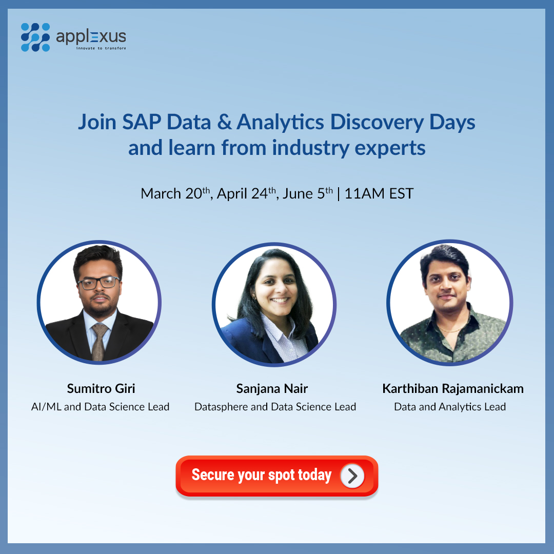 Applexus's tweet image. Learn how to integrate SAP Business Data Cloud with Databricks for advanced analytics &amp;amp; AI/ML. Join our workshops &amp;amp; explore AI-powered cash position forecasting.

Register now! events.sap.com/applexus-ai-at…

#SAP #BusinessDataCloud #Data #AI #Databricks #Cloud