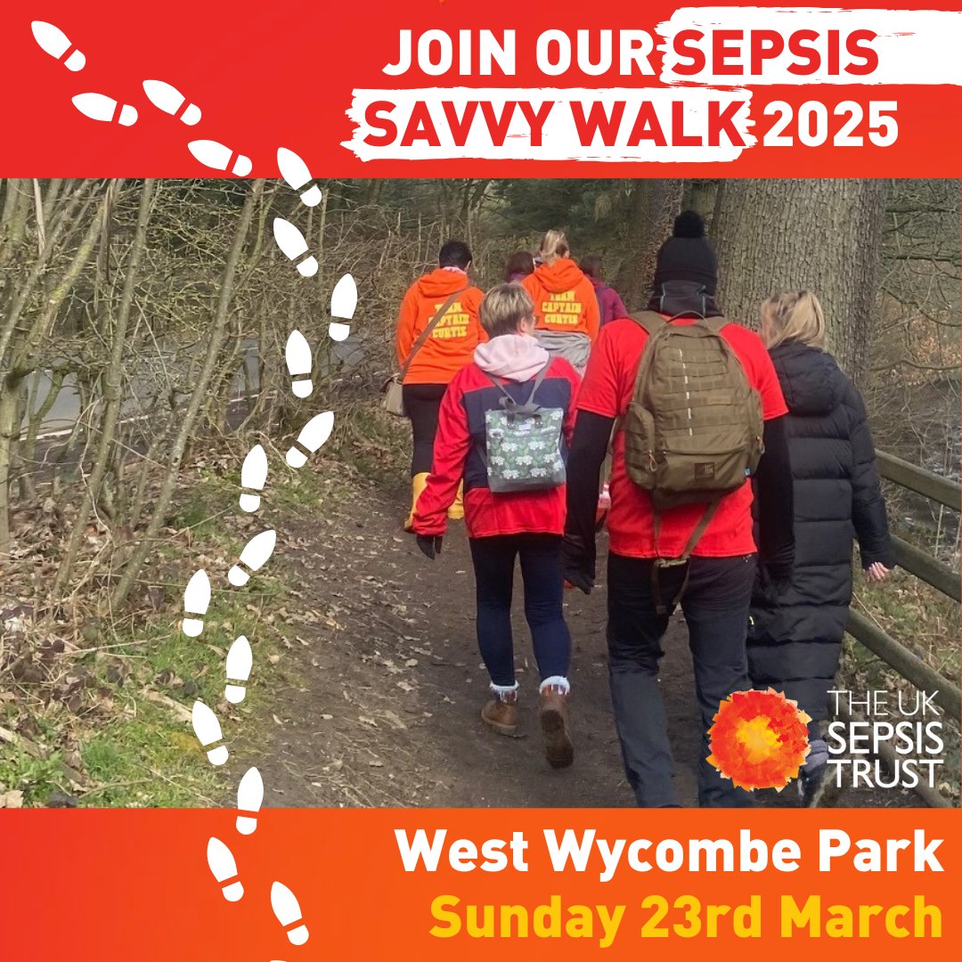 🚶‍♂️On Sunday 23rd March 2025, we’ll be walking at West Wycombe Park for the #SepsisSavvyWalk2025 to raise awareness, remember loved ones, and help save lives from sepsis 🧡

🎟️ Tickets: £5 adults | £3 children 

Get yours here: sepsistrust.org/events/sepsis-…