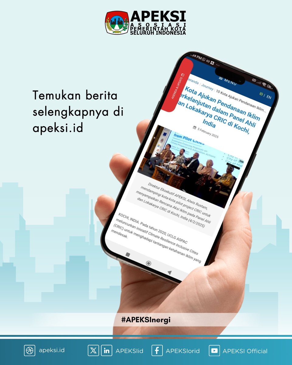 Direktur Eksekutif APEKSI, Alwis Rustam, mendampingi kota-kota pilot project CRIC untuk menyampaikan Rencana Aksi Iklim pada Panel Ahli dan Lokakarya CRIC di Kochi, India (4/2/2025). 

Informasi selengkapnya baca di: apeksi.id/pendanaan-ikli… 

#APEKSInergi
#CRICPOA