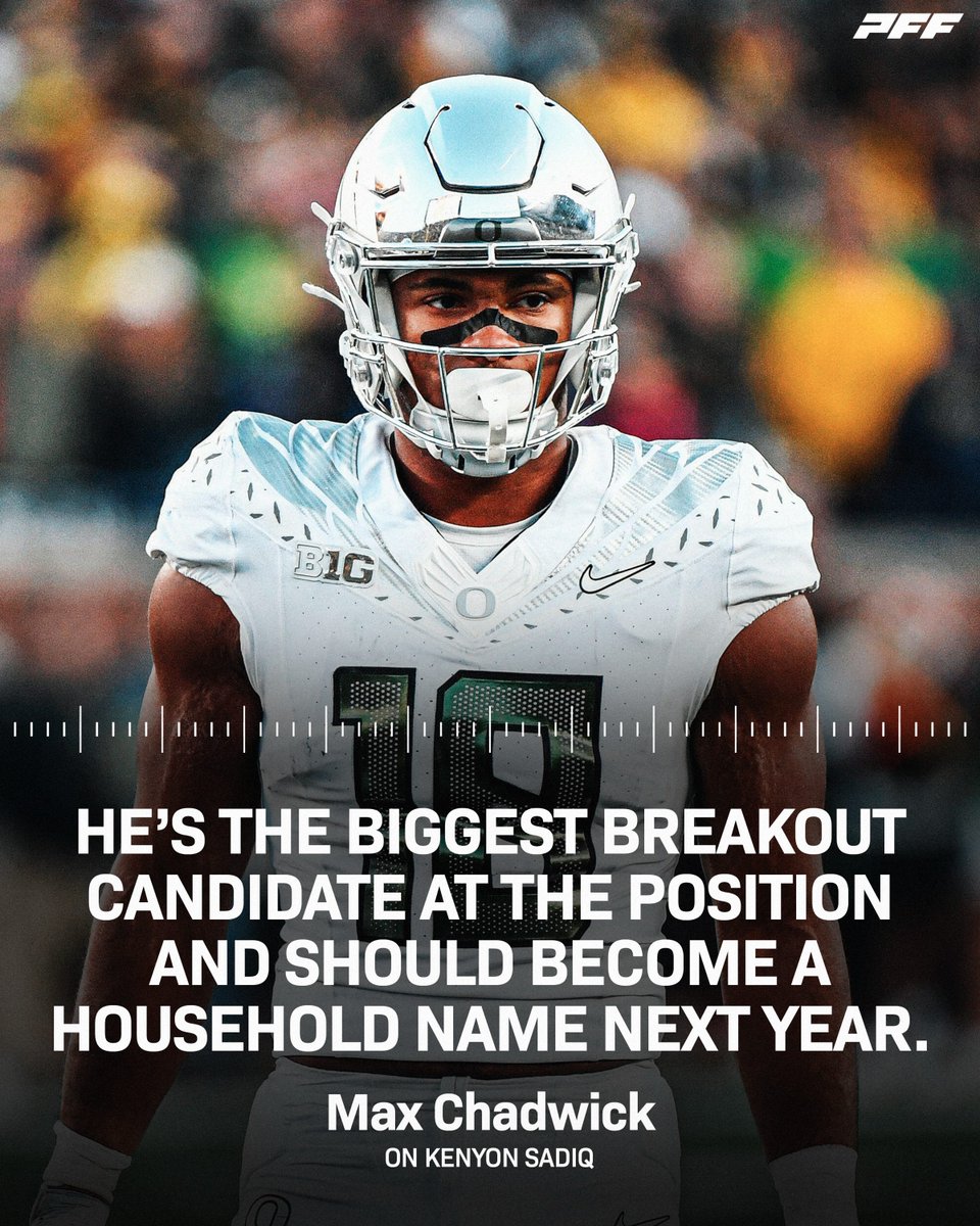 PFF_College's tweet photo. Oregon TE Kenyon Sadiq is a big time breakout candidate in 2025👀

PFF’s 6th Ranked TE Entering Next Season🦆 https://t.co/tXJ8PYsqJt
