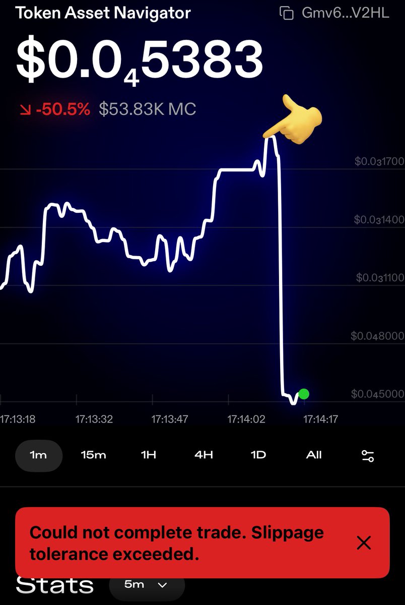 Sol_Joe1's tweet image. Tried to buy here. Slippage saved me on this one 😂