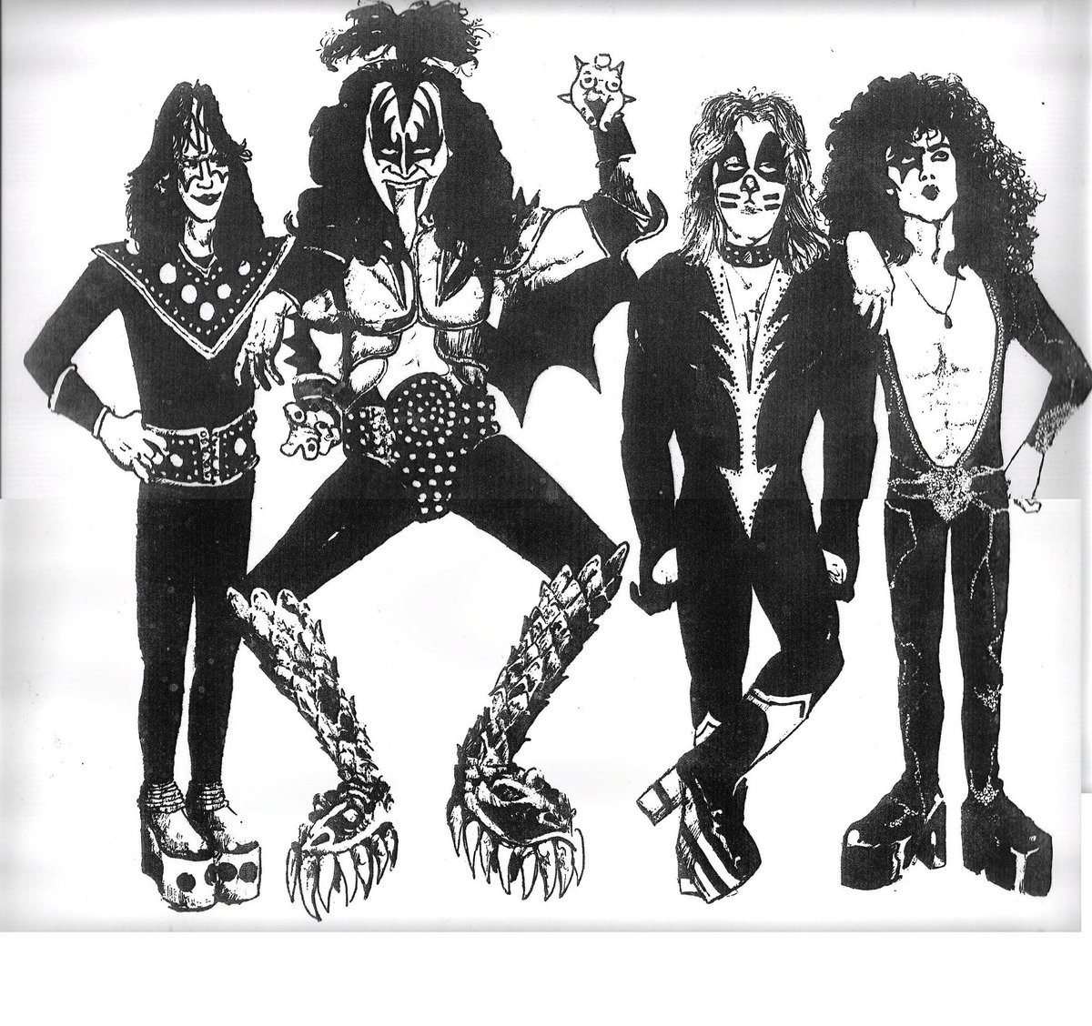 Been seeing a lot of posts about Kiss.....so, just for fun, this is a caricature of them that I did in 10th grade with an ink pen!