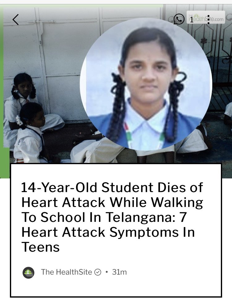 #Telangana 14 year old dies of #heartattack 😢😢

m.dailyhunt.in/news/india/eng…