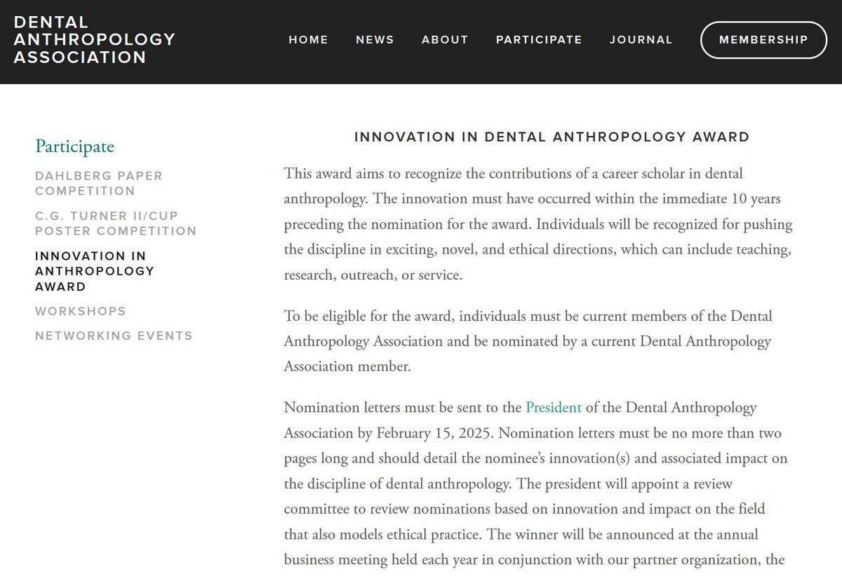 hannes_rathmann's tweet image. Know a colleague who has made a novel research contribution to dental anthropology?
Nominate them for the 2025 Innovation in Dental Anthropology Award!
Deadline is March 10. More info here: dentalanthropology.org/innovation