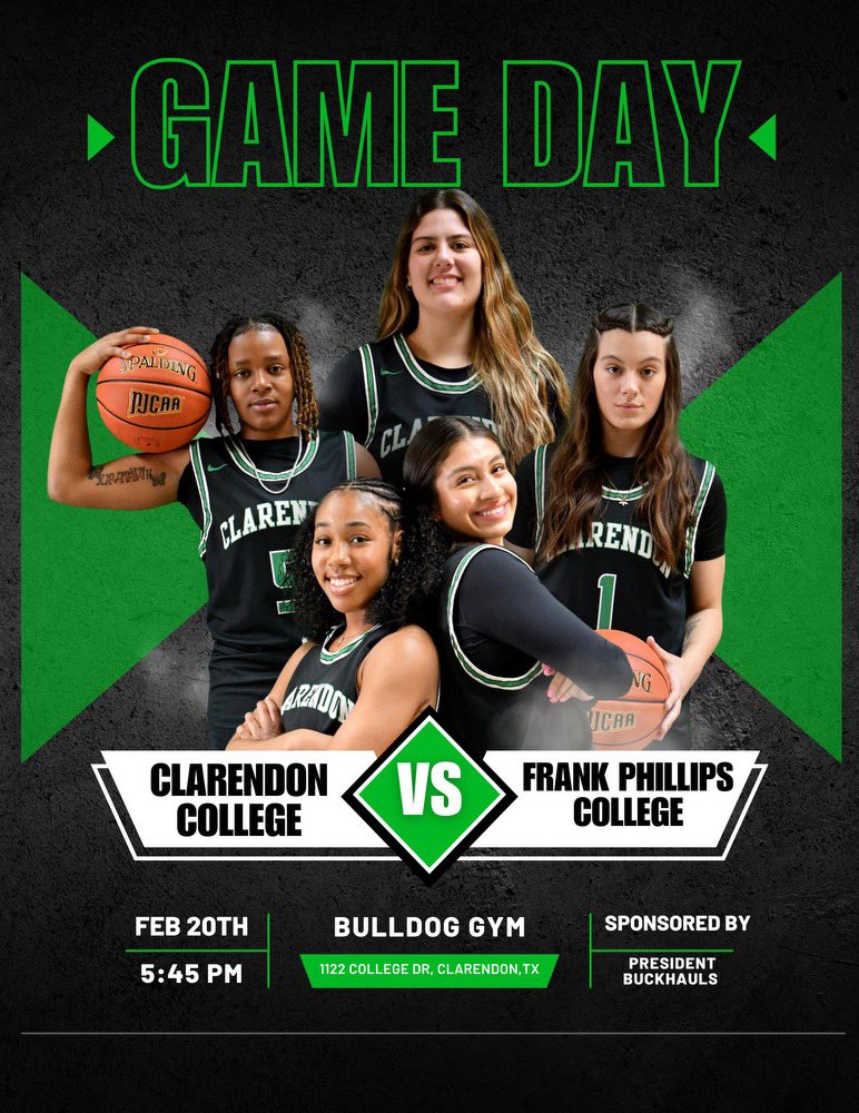 GAME DAY 🏀🏀
We want to thank our game day sponsor President Buckhaults for today's game against Frank Phillips College. This is the last double header of the year with the women's team starting at 5:45PM and the men’s at 7:30PM. If anyone would like tickets please let us know!