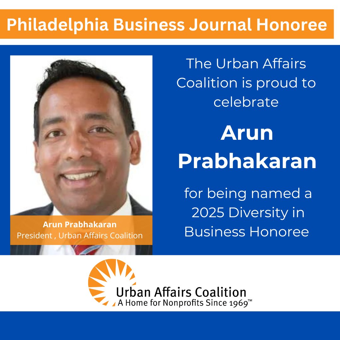 UAC (@uacoalition) on Twitter photo Congratulations to our President, Arun Prabhakaran, on being recognized as a <a href="/PHLBizJournal/">Philadelphia Business Journal</a> Diversity in Business Honoree! 🎉👏 Congratulations to our President, Arun Prabhakaran, on being recognized as a <a href="/PHLBizJournal/">Philadelphia Business Journal</a> Diversity in Business Honoree! 🎉👏