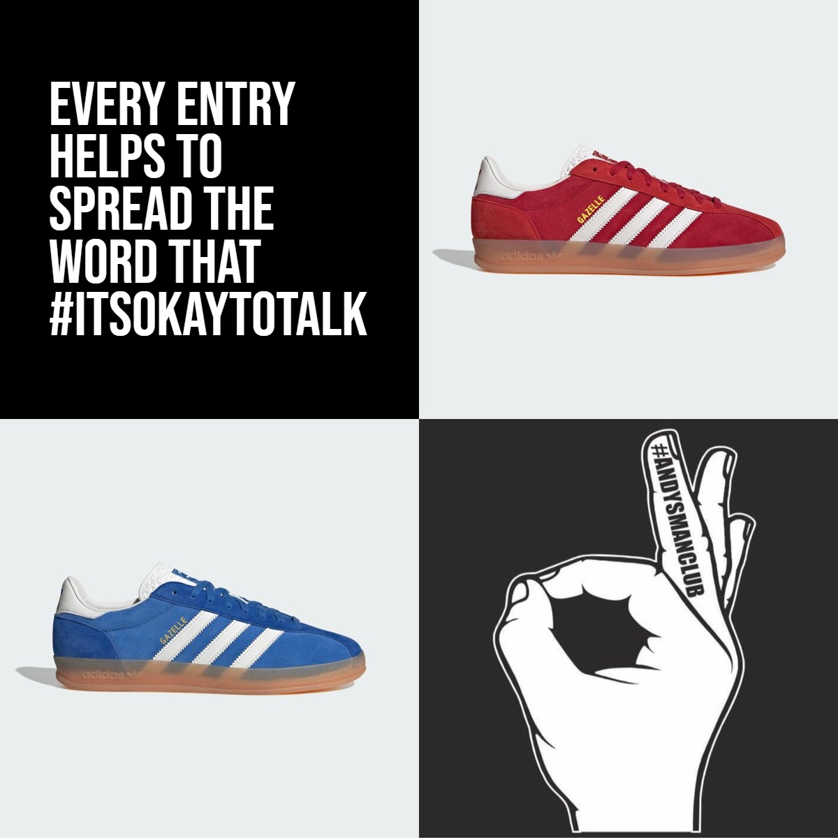 🚨 WIN ADIDAS FOR A YEAR! 👟🔥 🚨
One lucky winner will get a pair of Adidas Originals EVERY SINGLE MONTH for 12 months   🤯

The legends at <a href="/sevenstoreHQ/">SEVENSTORE</a> have very kindly donated this amazing prize, and every single penny raised will go directly to <a href="/andysmanclubuk/">#ANDYSMANCLUB</a>, helping