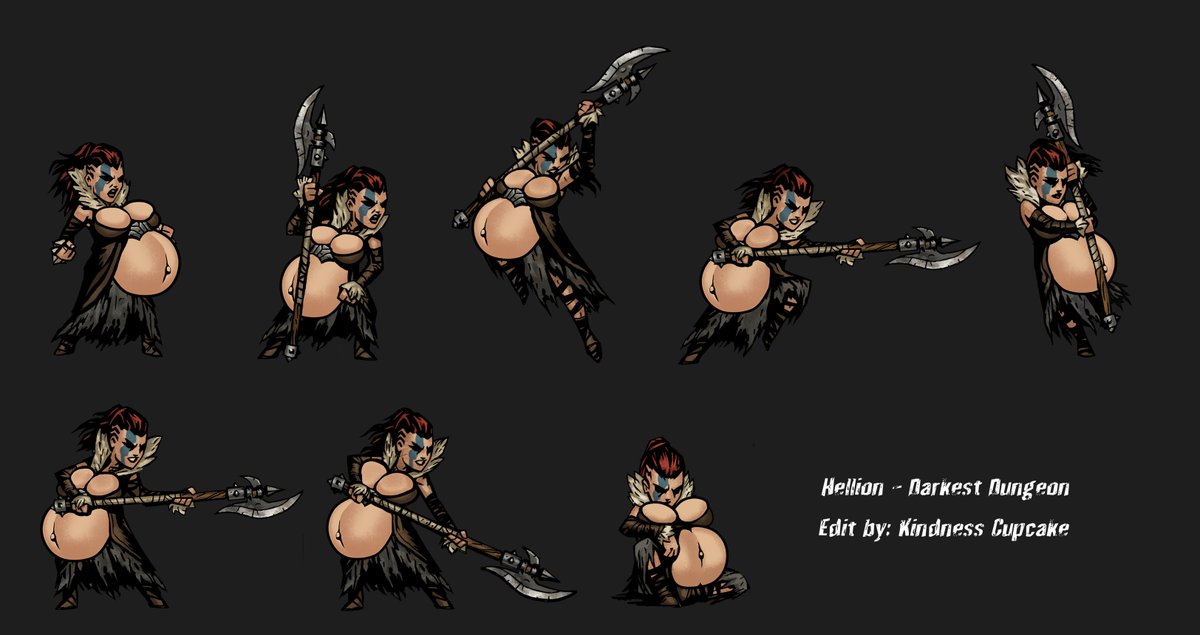 Edit preview for Darkest Dungeon.
▪️Hellion pregnant version.
▪️I will keep the vanilla look in this.
It will be available for download very soon.