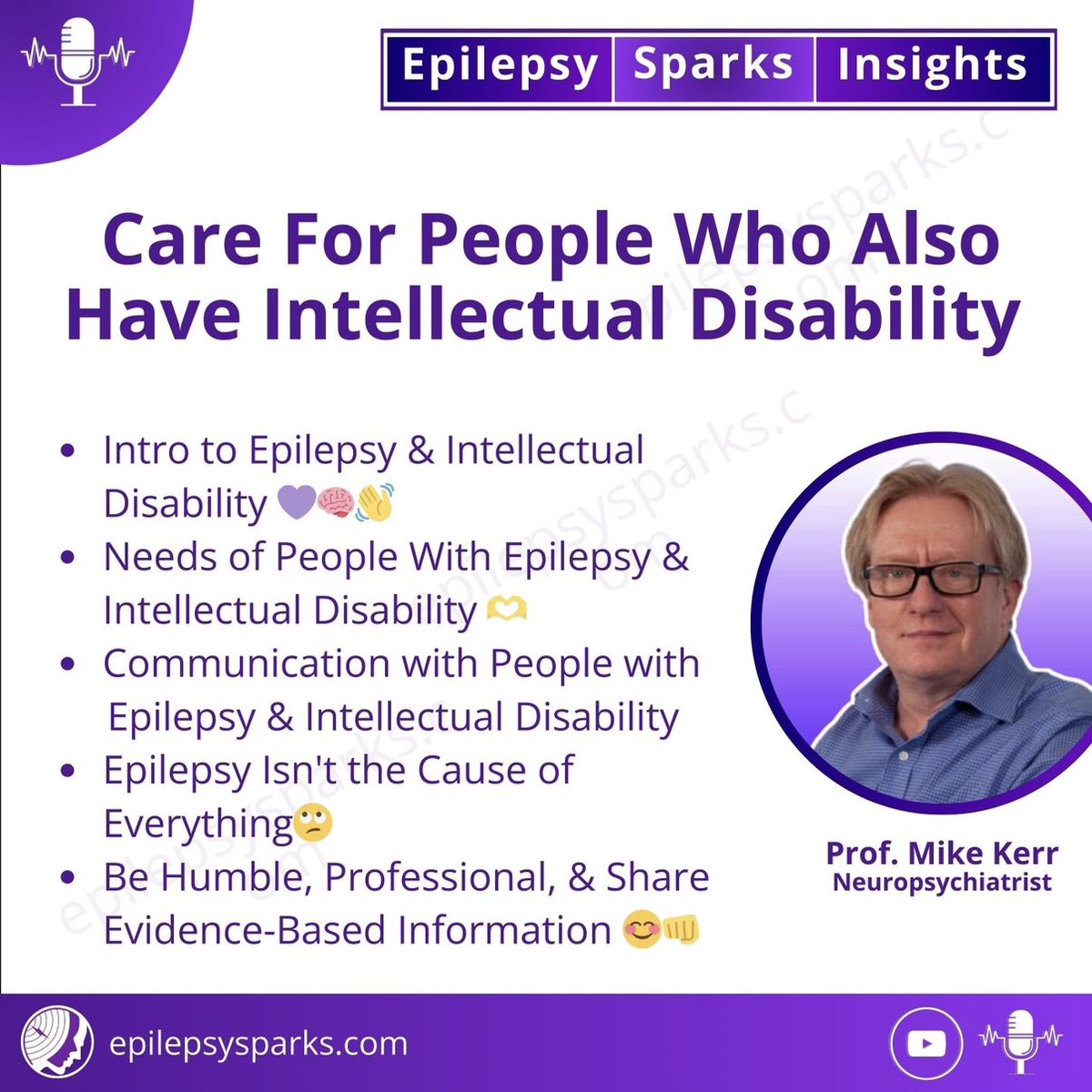 EpilepsySparks's tweet image. Contents of new podcast episode 🥳 🎙️📹! What are the needs of people who have an #epilepsy AND an #intellectualdisability? Hint: heaps of the stuff is the same as for people who have an epilepsy WITHOUT an intellectual disability! Links to chat with specialist Prof Mike Kerr👇!…