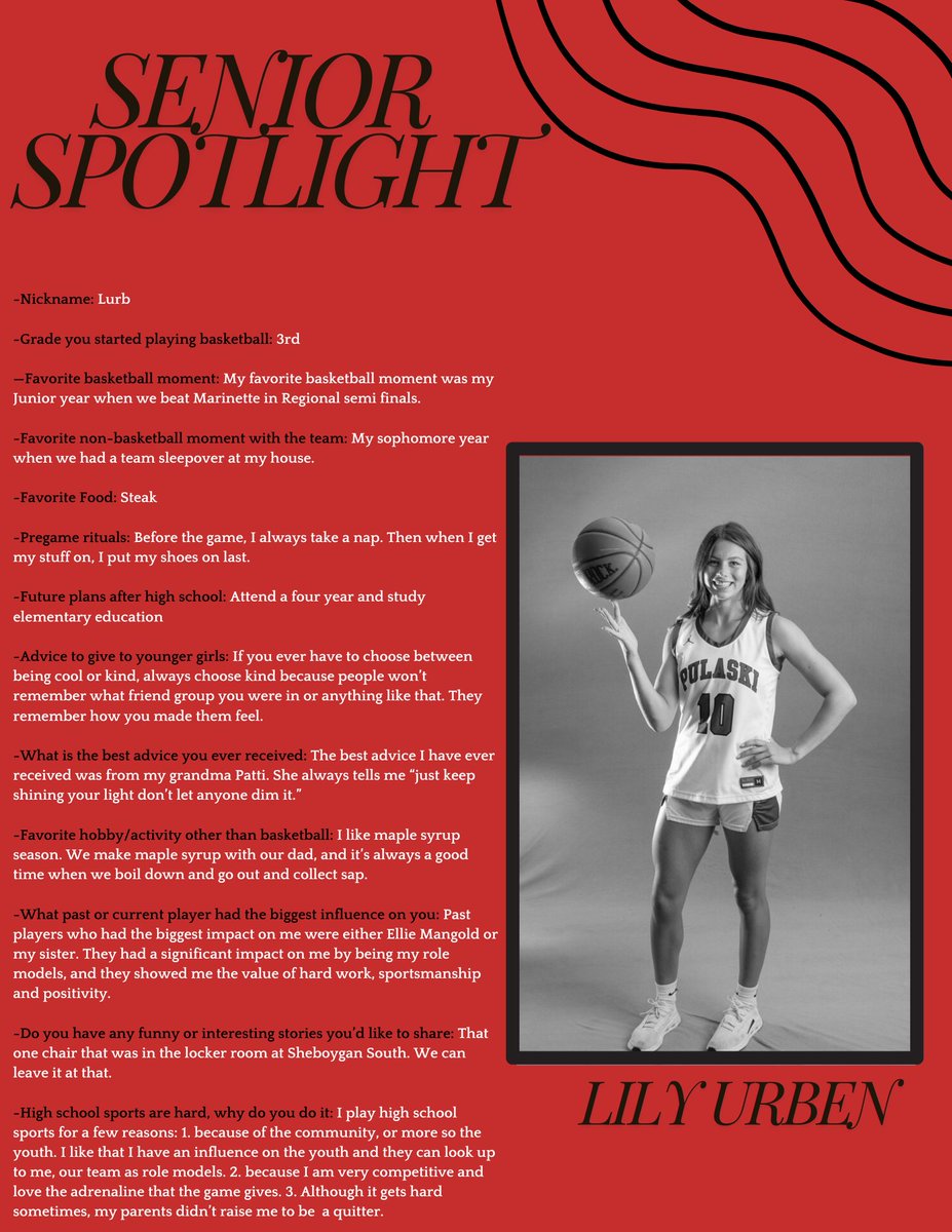 ‼️Senior Spotlight‼️ Lily Urben #SeniorSpotlight