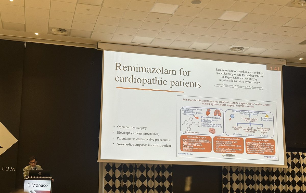 Alessandra Bonaccorso, MD (@abonaccorsomd) on Twitter photo #Remimazolam. At #ITACTA congress <a href="/md_monaco/">Fabrizio Monaco, MD</a> presented the effects, mechanism and applications of this ultra-short-acting benzodiazepine that is making waves in sedation & anesthesia. A fascinating look into its potential. In which population do you use it most often?
#Sedation #Remimazolam. At #ITACTA congress <a href="/md_monaco/">Fabrizio Monaco, MD</a> presented the effects, mechanism and applications of this ultra-short-acting benzodiazepine that is making waves in sedation & anesthesia. A fascinating look into its potential. In which population do you use it most often?
#Sedation