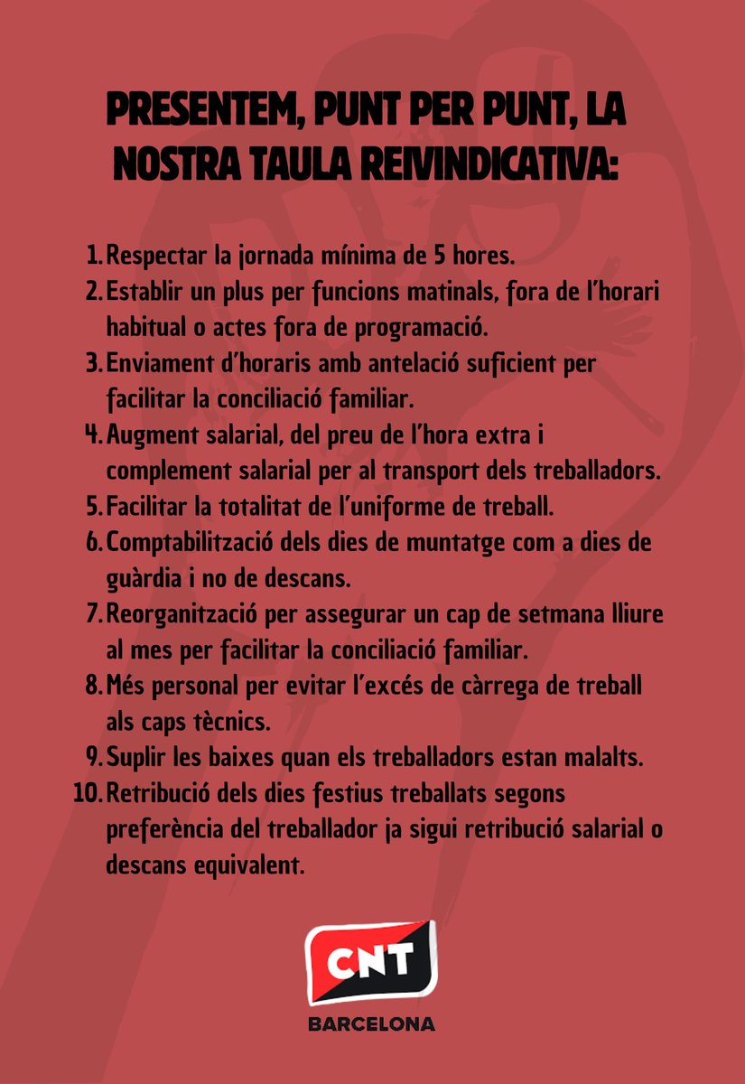 CNT_Barcelona's tweet photo. SINDICAL | 📢 Les treballadores de la #secciósindical de CNT Barcelona a #GrupFocus segueixen reclamant reunir-se amb l'empresa per negociar els punts de la seva taula reivindicativa. https://t.co/C0ln0irFT2