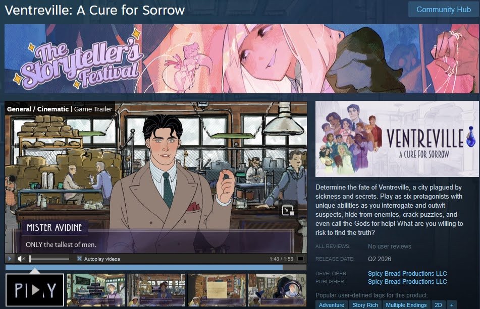 Really happy with the wishlists we're getting from participating in The Storyteller's Festival 🥹

It's great to be in front of people who are specifically looking for interactive fiction of all kinds.

Check it out: 
store.steampowered.com/developer/TwoH…

#ShowcaseThursday #indiegames