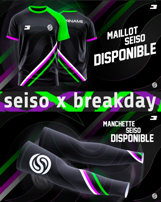 🚨Annonce officiel !  

Nous somme fiers d'annoncer notre premier partenariat avec <a href="/BreakDayTM/">BreakDay</a>. 

Pour bien commencer cette collaboration, nous dévoilons nos premiers maillots ainsi que nos manchettes.  

breakday.shop/pages/seiso-e-…
( Code promo : "SEISO10" qui vous offres -10%)