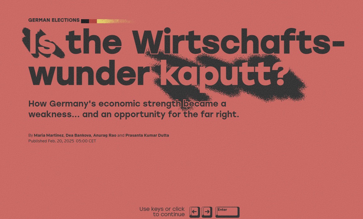 An extraordinarily good animated report (link below 👇) from <a href="/Reuters/">Reuters</a> on why Germany’s economy is floundering. 

One data point that stuck with me: faxes are still used in 75% of German companies. 😱