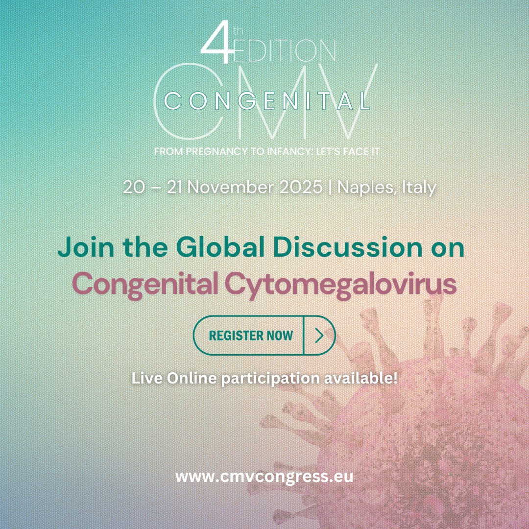 CMV_Congress's tweet image. Register now to join the global discussion on #cCMV with a multidisciplinary audience of experts!
Online participation available✅: bit.ly/CMV-REGISTER
Submit Abstract here👉: bit.ly/CMV-ABSTRACT
#CongenitalCytomegalovirus #PediatricCare