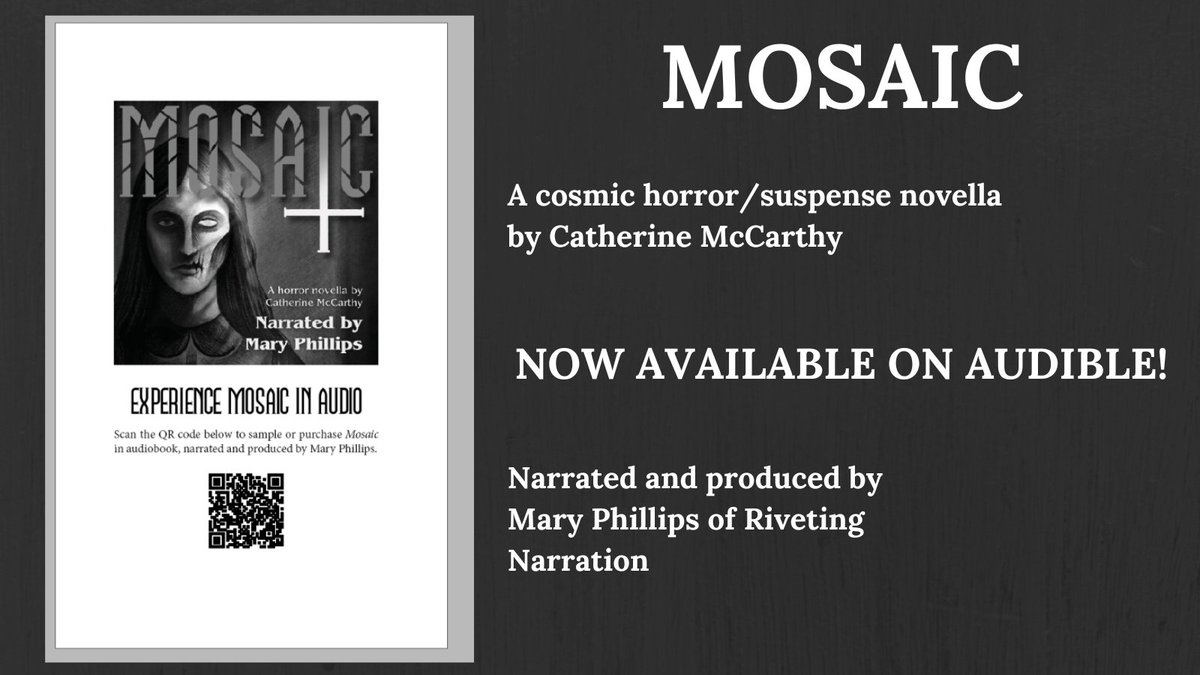 Catherine McCarthy🏴 (@serialsemantic) on Twitter photo I'm thrilled to announce that Mosaic is now available as an #audiobook !🖤👂
Narrated and produced by Mary Phillips of Riveting Nation who did a wonderful job! Thank you, Mary!🙏
<a href="/dark_matter_mag/">Dark Matter Magazine</a>
#AudiobookLovers #Audible
(link below👇) I'm thrilled to announce that Mosaic is now available as an #audiobook !🖤👂
Narrated and produced by Mary Phillips of Riveting Nation who did a wonderful job! Thank you, Mary!🙏
<a href="/dark_matter_mag/">Dark Matter Magazine</a>
#AudiobookLovers #Audible
(link below👇)