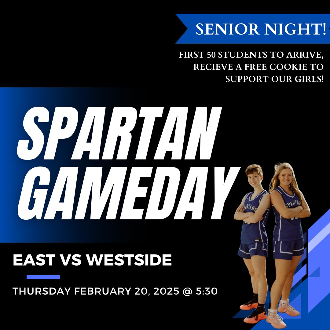 🚨 Gameday vs Omaha Westside 🚨

Senior Night 💙💙💙
First 50 students get a free cookie! 
⏰ 5:30 PM - Varsity followed by JV 
📍East High School
🔗 team1sports.com/highschool/ne/…

#FAMILY #FFCT #RollSparts