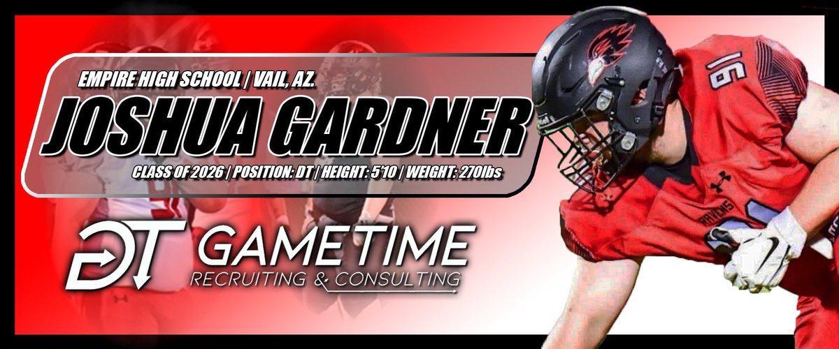 🏈<a href="/GametimeRC/">Gametime Recruiting & Consulting</a> SPOTLIGHT🏈

<a href="/2026_Joshua_g/">joshua gardner</a> is a 2026 DL from Empire HS in Tucson, AZ. 5'10, 270lbs and a hard worker for the Ravens. Bear gives you 120% effort and will never quit on a play. He loves football and is working hard for an opportunity to play at the college level. In
