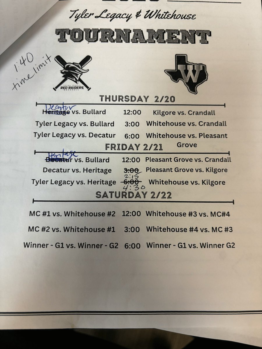 Morgan Cunningham (@mocunningham5) on Twitter photo Game time changes this weekend
Triple header Saturday 12:00, 2:15, & 4:30 Game time changes this weekend
Triple header Saturday 12:00, 2:15, & 4:30